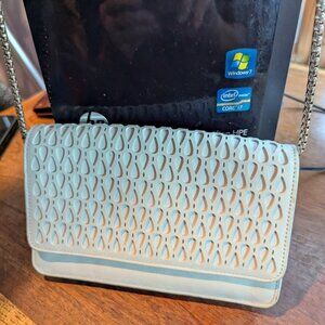Stuart Weitzman White Leather Chain Purse